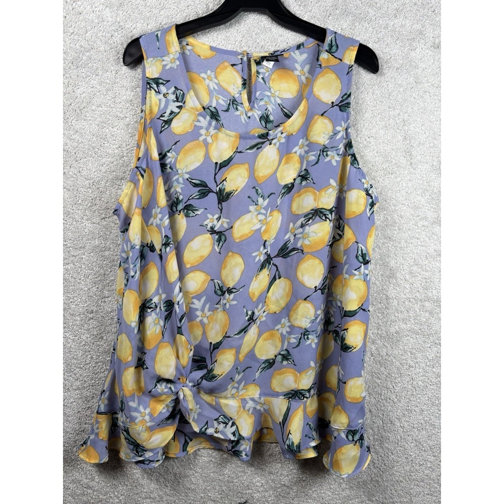 Torrid Yellow Womens Shirt Top Blouse Sleeveless Tank Lemons Fruit 2X 2 Plus